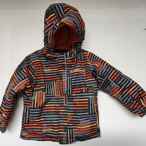 Columbia Kids Puffer Jacket - Striped Black, Orange, Red